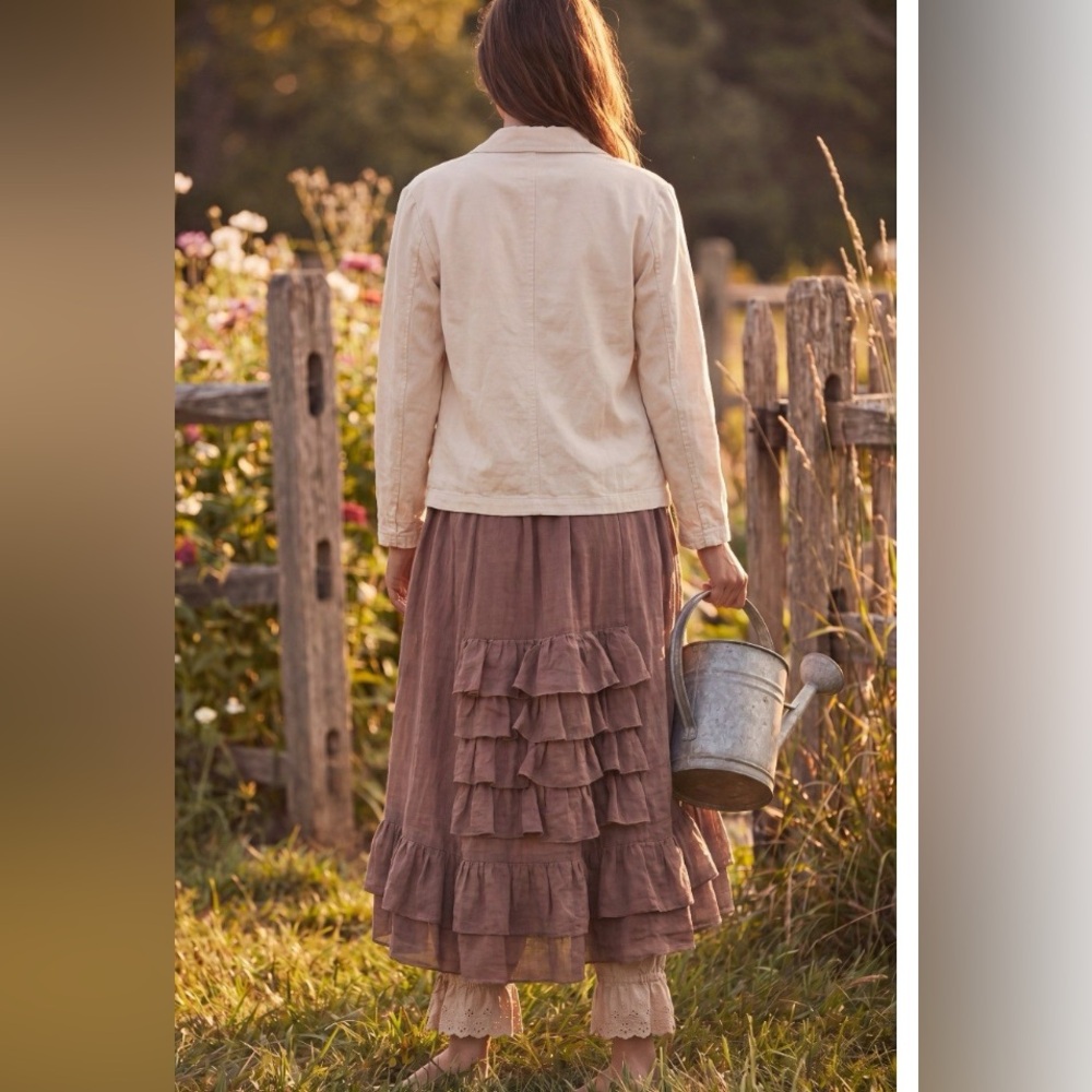 “Clochard de Luxe” Mauve-Brown Tiered Maxi Skirt with Ruffle Hem - Picture 6 of 9